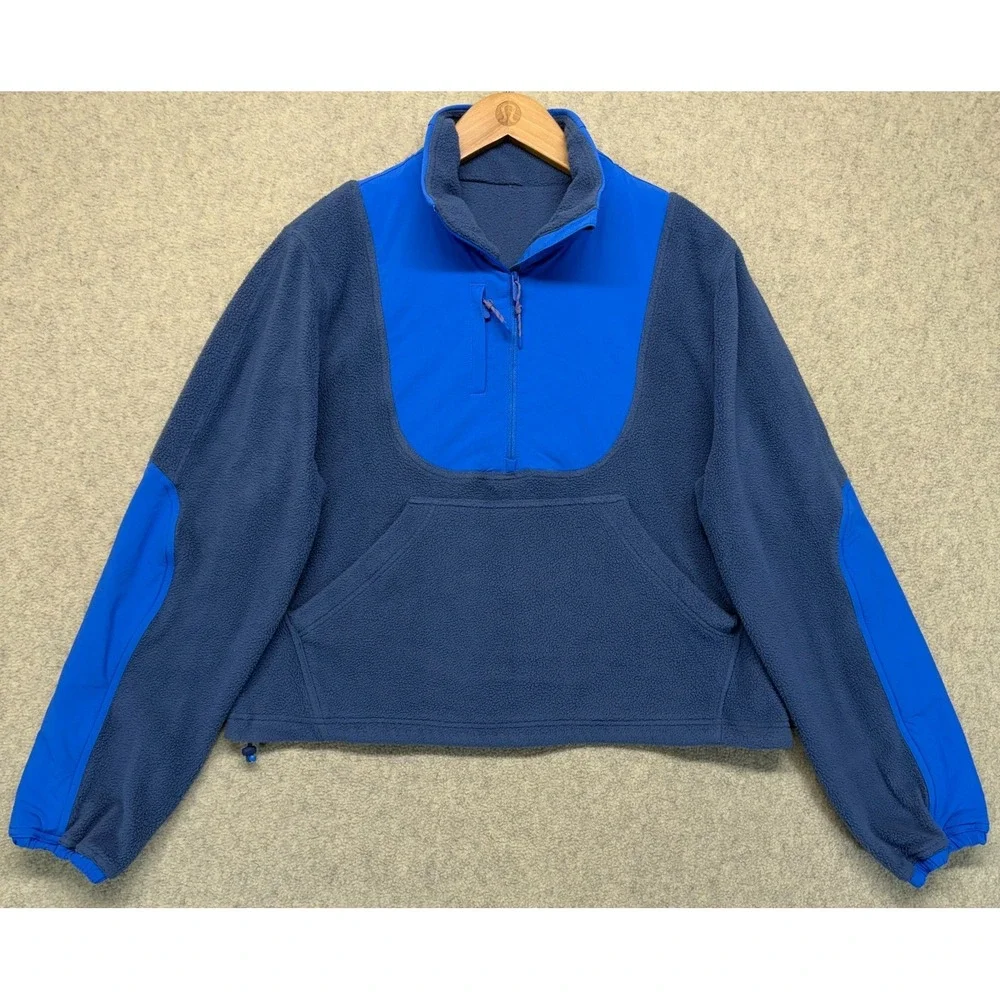 Lululemon Womens‎ Fleece Ripstop Hiking Sweatshirt Blue Crop Pullover Outdoor 6